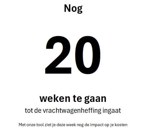 Vrachtwagenheffing nog 20 weken